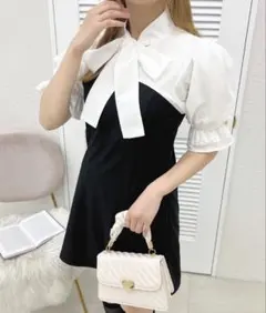 apresjour ボウタイ付き ミニワンピース 半袖 ブラウス