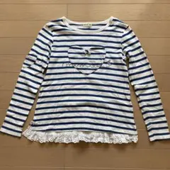 長袖カットソー 白と青のストライプ