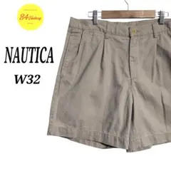 NAUTICA　2タック　チノショーツ　ハーフパンツ　短パン　ベージュ W32のサムネイル