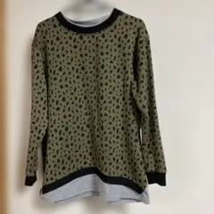 レオパード柄重ね着風トップス