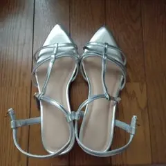 GU ナローストラップ ヒールサンダル シルバー Sサイズ