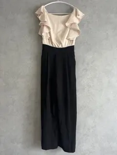 snidel フリル付きオールインワン ベージュ黒