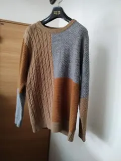 RAGEBLUE ケーブルニット パッチワークセーター S