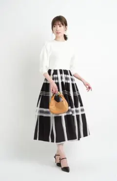 【完売品】Apuweiser-riche チェックドッキングミディワンピース