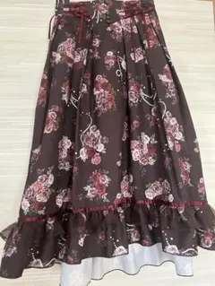 axes femme 花柄ロングスカート レースアップ