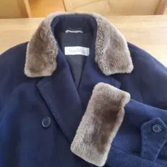 《美品》白タグ　Max Mara ヴァージンウール コート　ネイビー　42サイズ