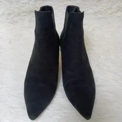 ザラベーシックブラック スエード サイドゴアピンヒールショートブーツ