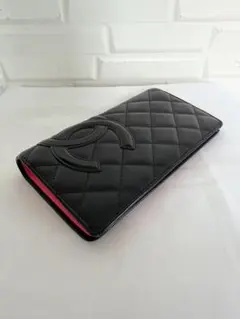 CHANEL カンボンライン 長財布 ブラック ピンクのサムネイル