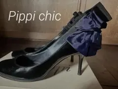 Pippi chicリボン付き黒のハイヒール ピッピシック