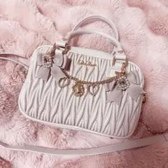 LIZLISA キルティングリボンチャームポシェット ピンク