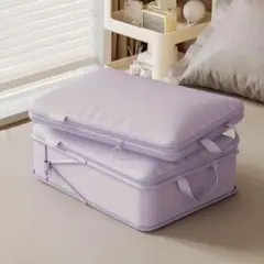 リ*ー様 旅行用圧縮ポーチ　 衣類 トラベルポーチ 収納バッグ パープル　圧縮バ
