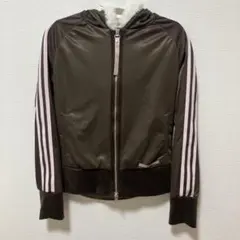 adidasトラックジャケット パーカー ベルベット ふわふわ ブラウン ピンク