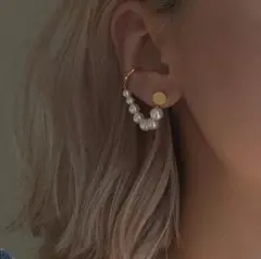 j74☆デザイン パール 連ピアス オルチャン 韓国 ゴールド 冠婚葬祭 204