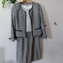 ストライプ ツイード ジャケット＆ワンピースセット　М