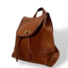 COACH オールドコーチ リュックサック ターンロック レザー ブラウン 巾着