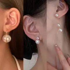 パールピアス3点セット