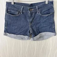 リーバイス ショートパンツ 無地 ロールアップ裾 M 濃紺 ストレッチ W27のサムネイル