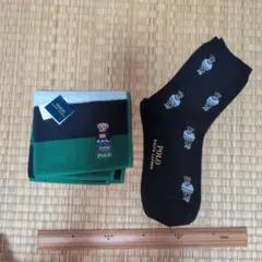 な*つ様 ポロラルフローレン メンズ ハンカチ 靴下 タグ付き くま ギフト 紺のサムネイル