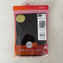 メンズ 9分袖ラウンドネック LL ブラック インナーヒートテック