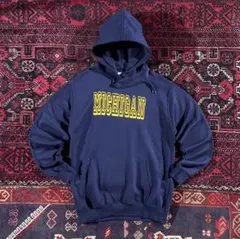 USA古着 カレッジロゴ プルオーバー パーカー ネイビー L