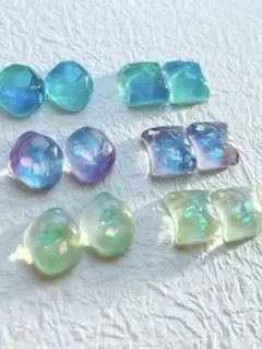 No.9 レジンカボションセット 水面 うるうる 波石 ハンドメイドパーツ