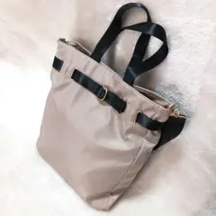 【新品未使用】grove ベージュ ナイロン トート ショルダーバッグ 2WAY