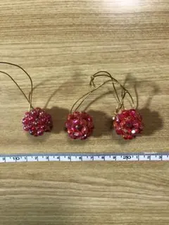 未使用　すず　ビーズ　ストラップ　ハンドメイド　3個セット