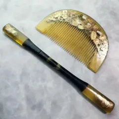 アンティーク　櫛　笄　鼈甲風　金細工　234　髪飾り　白甲風　お花　和装小物