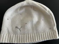 Puma ホワイト ニット帽 ビーズ装飾