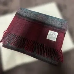 ウールマフラー 赤と青のストライプ