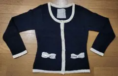 プーラフリーム　pour la frime　カーディガン　バイカラー　ネイビー