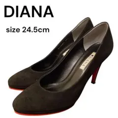 DIANA 黒 パンプス 24.5cm レッドソール スエード ダイアナ