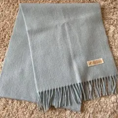 カシミヤ マフラー ライトブルー フリンジ付き