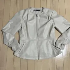 ZARA ノーカラージャケット L クリーム
