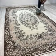 ベージュ好きさんにおすすめ！ ラグ 195×118cm トルコ ヴィンテージ