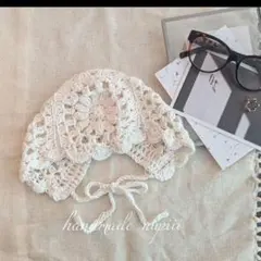handmade☆花模様ボンネット帽☆ベビーキッズ