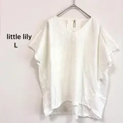 リトルリリー◉半袖カットソー L ホワイト ドルマン 半袖Tシャツ オフィス 夏のサムネイル