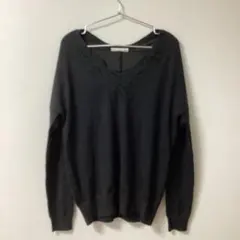 YARRA 黒 レース付きVネック長袖ニット　新品未使用