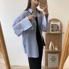 新品　BLATE シアーストライプオーバーカフスシャツ