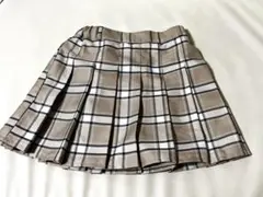【グローバルワーク】チェック プリーツスカート(インナー付)ベージュ 130cm