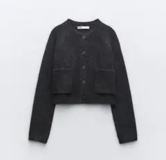 クロップドニットカーディガン　ザラ　Ｍ　グレー