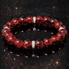 【極上】クラッククォーツ ブレスレット レッド 浄化 開運 爆裂水晶