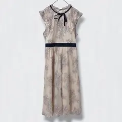 TOCCO レースワンピース ノースリーブ　ロング　リボン 花柄 ベージュ