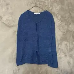 ALMA EN ROSE♡メッシュ編みカーディガン ホック コットン 麻38のサムネイル
