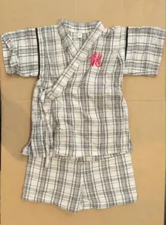 甚平　白黒チェック　90cm