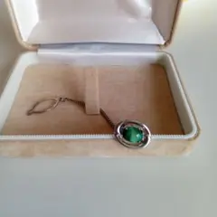 孔雀石　マラカイト　アンティーク　ネクタイピン　　天然石　ヴィンテージ