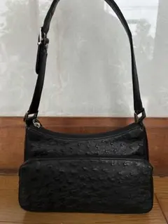 オーストリッチミニレザーショルダーバッグ　ブラック