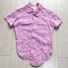 00s ジュンヤワタナベ コムデギャルソ 花刺繍 ギンガムチェック 半袖 シャツのサムネイル