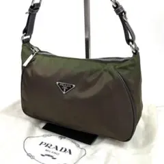 PRADA プラダ アクセサリーポーチ ワンショルダー 三角ロゴ 肩掛け カーキのサムネイル