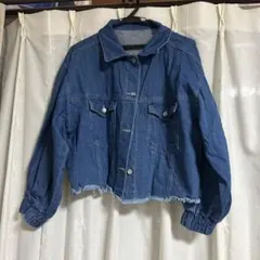濃いデニムブルー クロップドジャケット